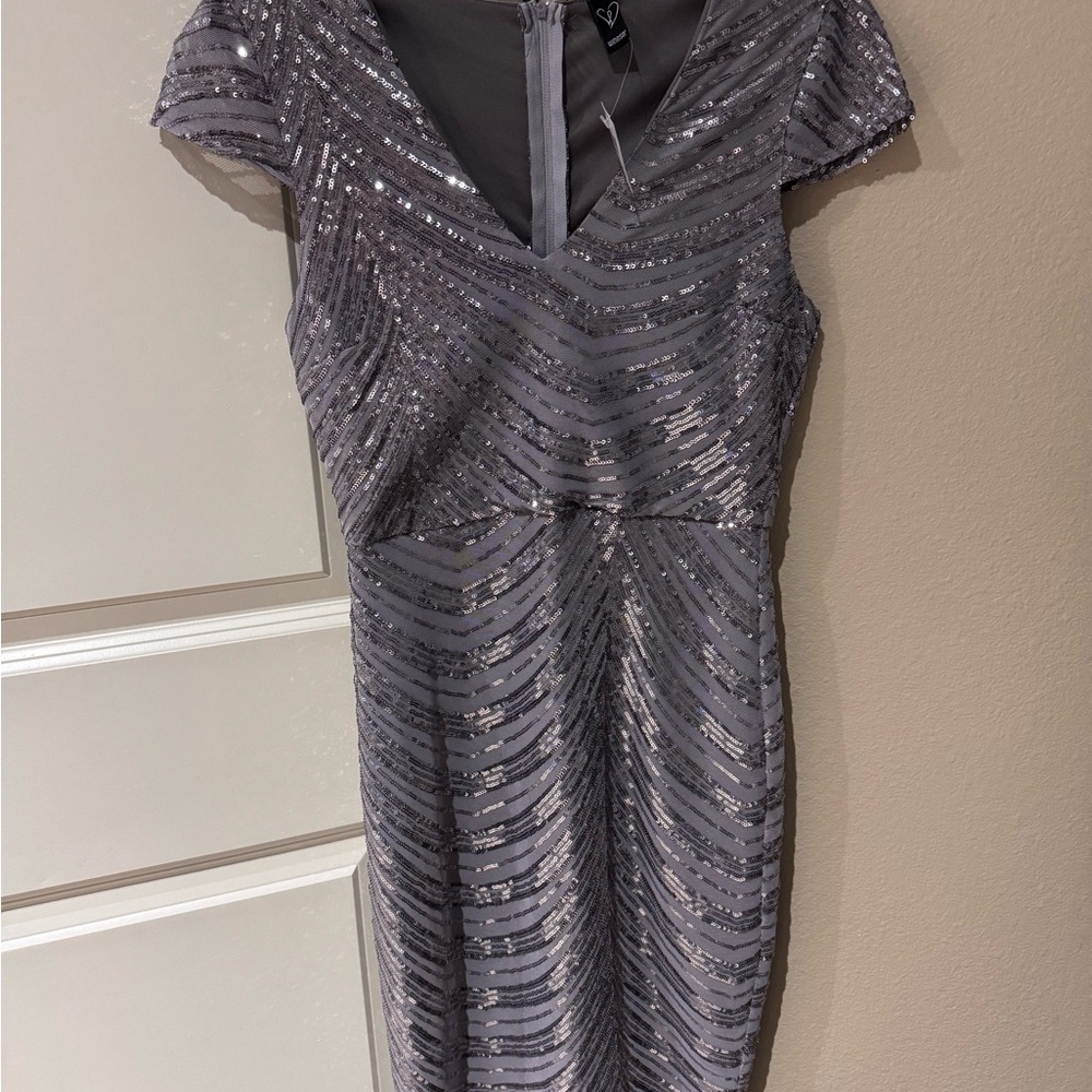 Windsor Shimmering Gray Midi Dress